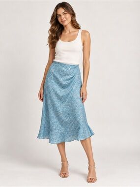 Blue Printed Women’s Silk Skirt